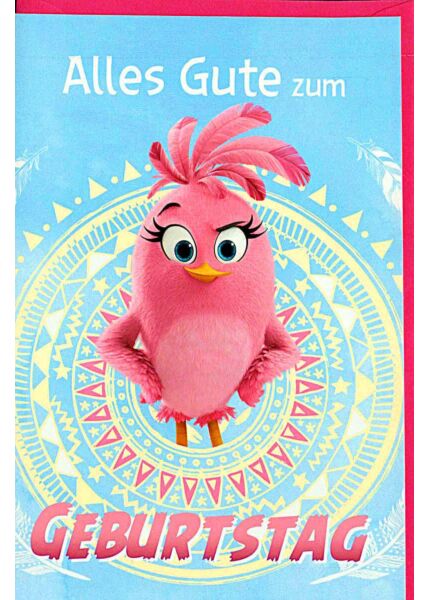 Geburtstagskarten für Kinder Angry Birds, Vogel rosa