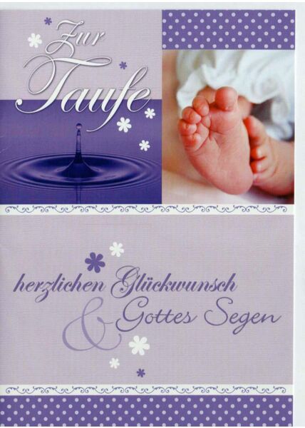 Glückwunschkarte zur Taufe lila Gottes Segen