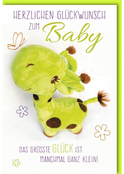 Glückwunschkarte zur Geburt Ereignis - Grüne Giraffe