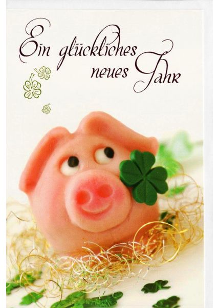 Grußkarten Neujahr Schwein Kleeblatt