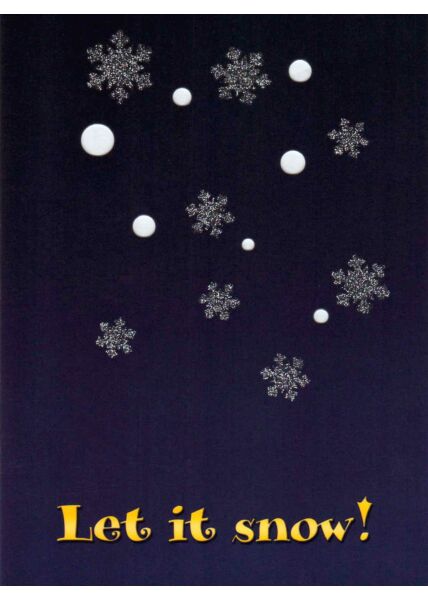 Weihnachtspostkarte blau: let it snow!