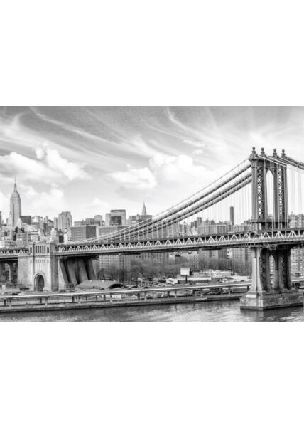 Postkarte schwarz weiß: Brooklyn Bridge