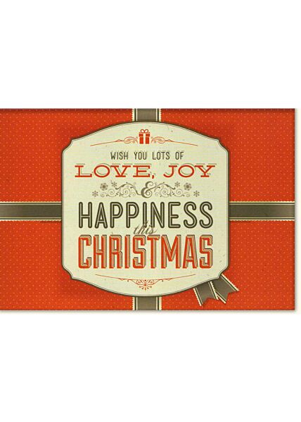Weihnachtskarte retro Wish you lots of love, joy & happiness this Christmas
