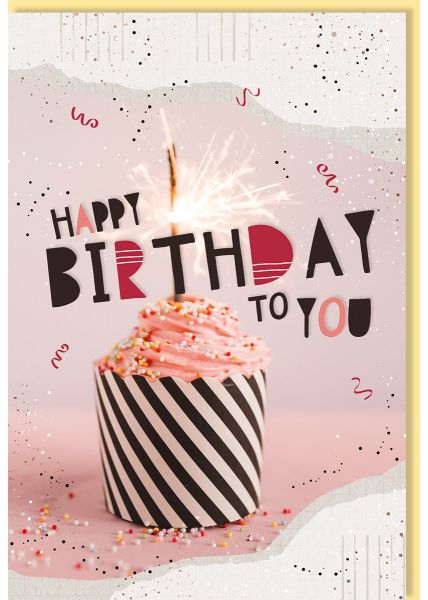 Geburtstagskarte Motiv Cupcake schwarz weiß