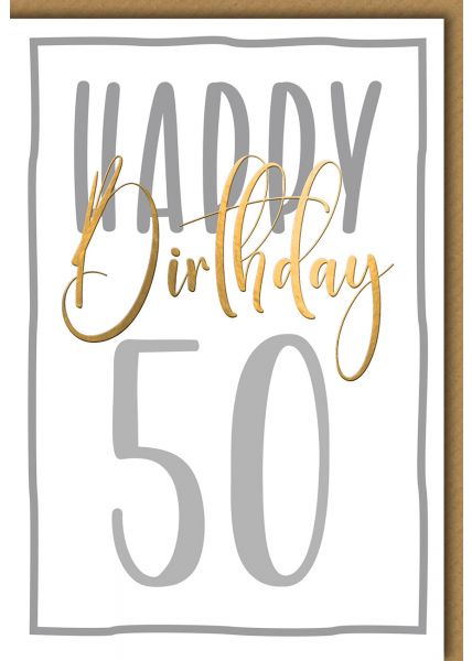 Geburtstagskarte 50 Jahre Happy Birthday 50 in Groß