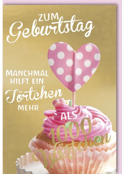 Geburtstagskarte für Frauen Cupcake mit rosa Topping