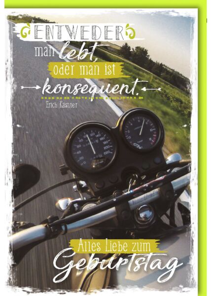 Geburtstagskarte für Männer Motorradtacho
