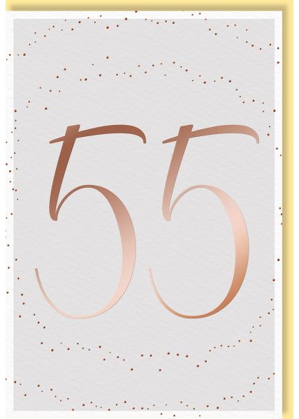 Geburtstagskarte zum 55. Jubiläum mit eleganter Folienprägung auf Naturkarton und feinen Details