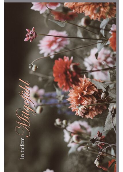 Trauerkarte Beileid Kondolenz Nahaufnahme Blumen