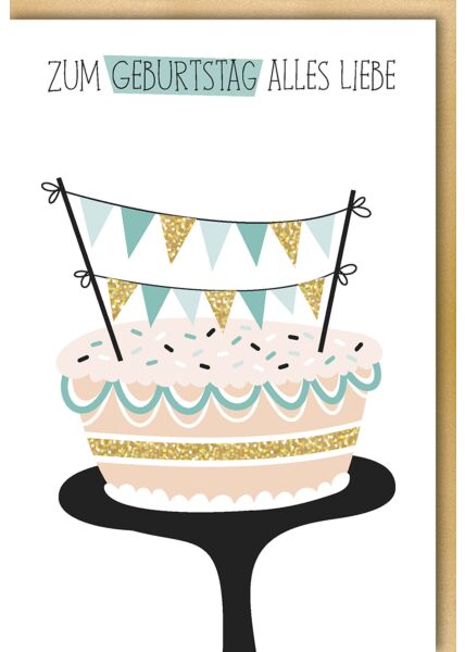 Geburtstagskarte Glückwünsche Illustration niedlich Torte