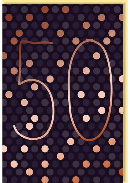 Geburtstagskarte 50 Jahre schön Schriftkarte, mit roségoldener Metallicfolie