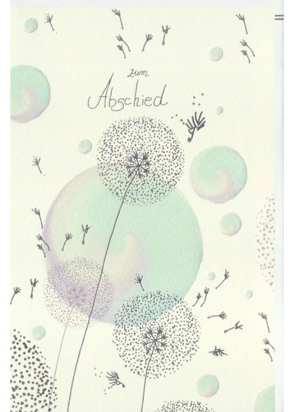 Trauerkarte Pusteblumen, Naturkarton, mit Silberfolie und Blindprägung