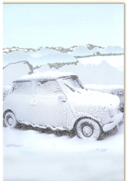 Weihnachtskarte Traditionell Winter Impressions eingeschneites Auto