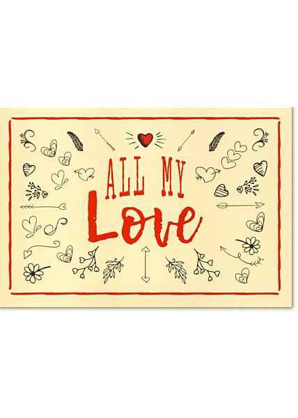 Valentinstagskarte All my Love retro
