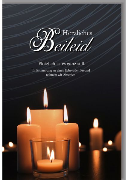 Trauerkarte Beileid Motiv Kerzen Spruch Erinnerung Freund