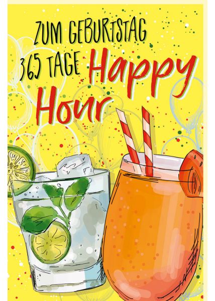Geburtstagskarte Motiv bunte Cocktails