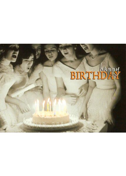 Postkarte zum Geburtstag Kinder Torte schwarz weiß