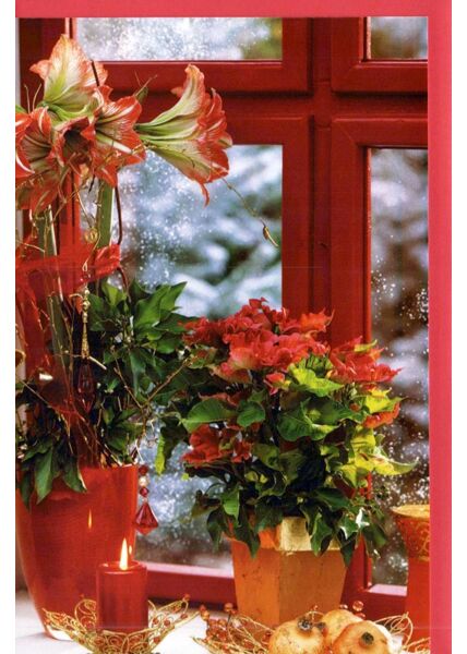 Weihnachtskarten Traditionell Weihnachtskarte ohne Text klassisch Blick aus Fenster