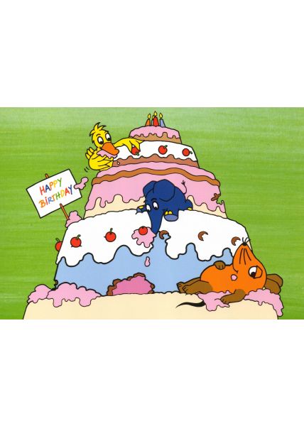 Maus-Postkarte Geburtstag Torte