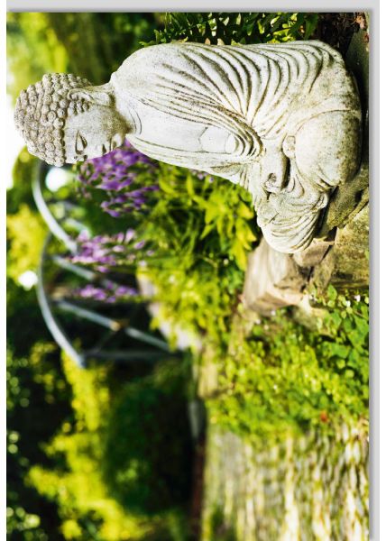 Blankokarte Blumen Natur Gutsch blanko Garten Figur Stein Buddha