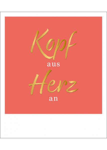 Postkarte Spruch Kopf Aus Herz An Goldfolie