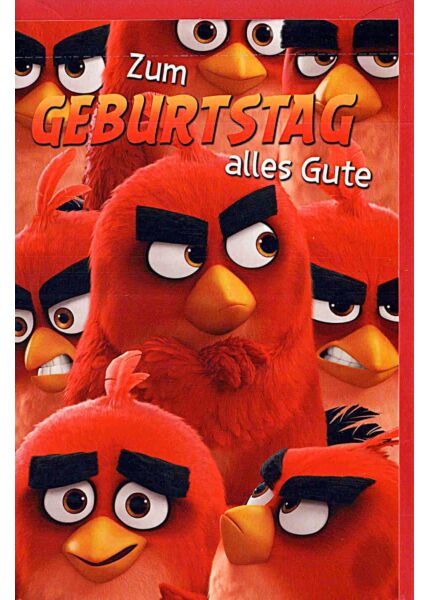 Kindergeburtstagskarte Angry Birds, sechs Vögel, rot