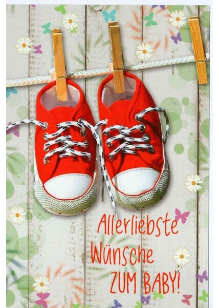 Glückwunschkarte Geburtstag Schuhe rot Wäscheklammer