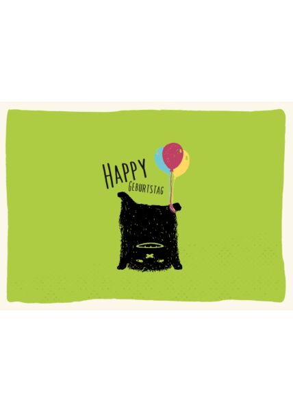 Geburtstagspostkarte niedlich grün Ballons Happy Geburtstag