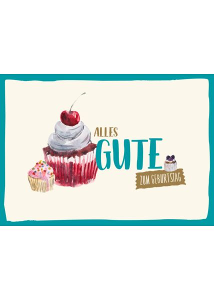 Postkarte Cupcake Spruch Alles Gute zum Geburtstag