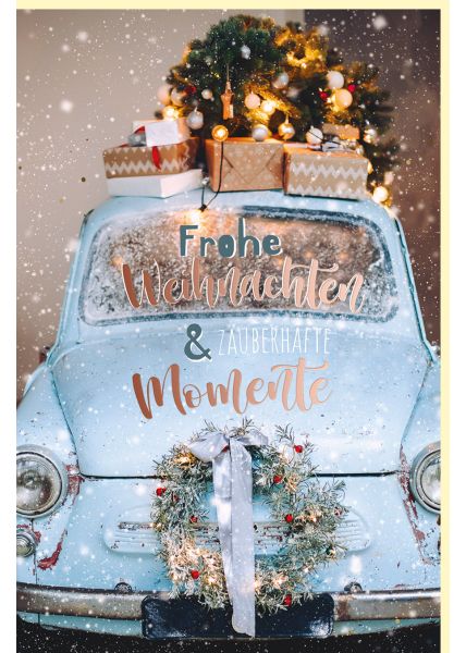 Weihnachtskarte Farbige Metallicfolie Auto Geschenke Dach