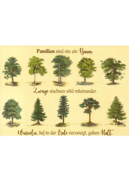 Postkarte Spruch Familien sind wie ein Baum