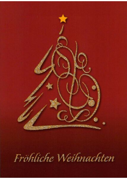 Weihnachtspostkarte Fröhliche Weihnachten lackiert und mit Silberglimmer