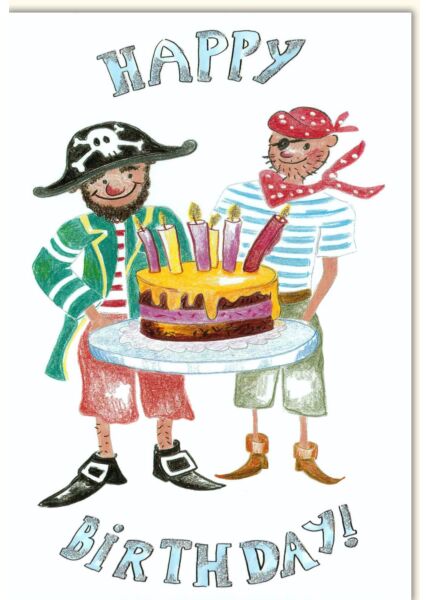 Geburtstagskarte für Kinder zwei Piraten Glitzerlack