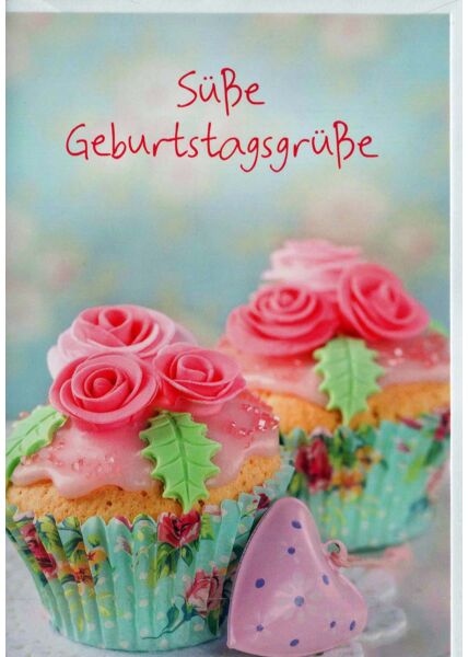 Geburtstagskarte Foto: Cupcakes mit Rosen