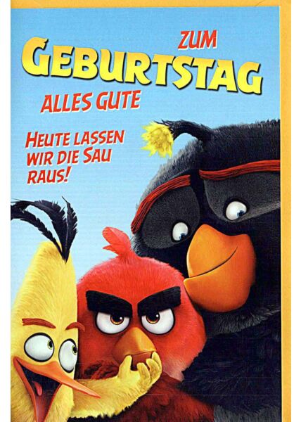 Geburtstagskarten für Kinder Angry Birds „heute lassen wir die Sau raus“