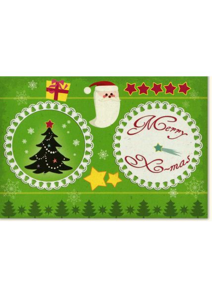 Retro Weihnachtskarte grün Merry X-Mas