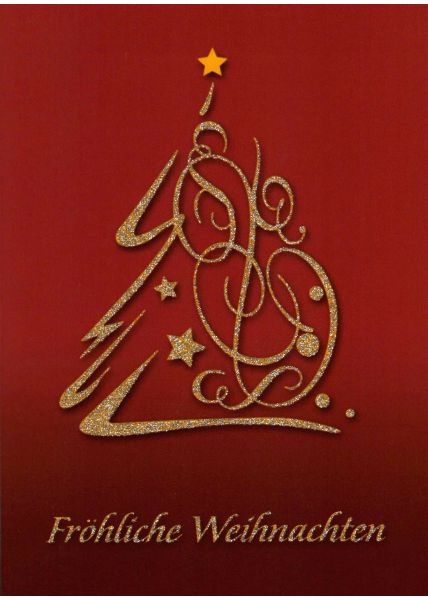 Weihnachtspostkarte Fröhliche Weihnachten lackiert und mit Silberglimmer