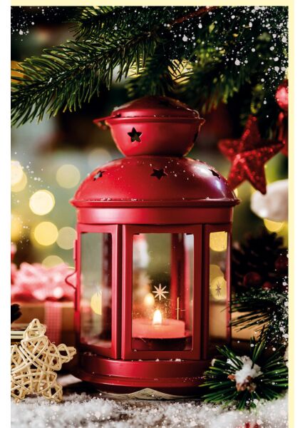 Fotokarte Weihnachtskarte Lampe Teelicht rot