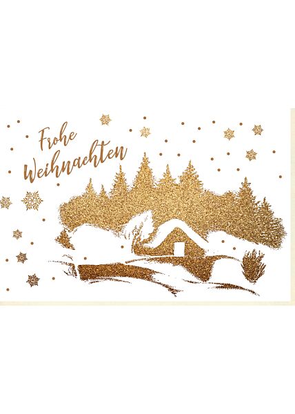 Weihnachtsgrußkarte Gold premium Frohe Weihnachten Bäume