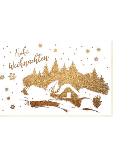 Weihnachtsgrußkarte Gold premium Frohe Weihnachten Bäume