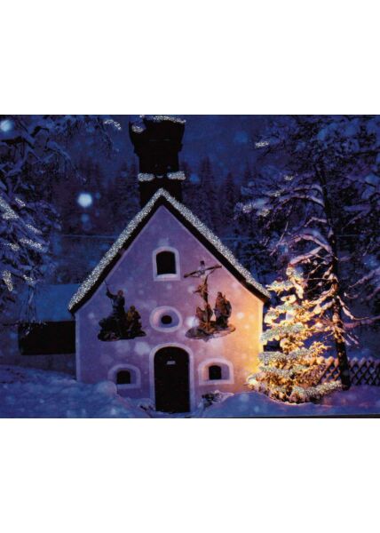 Weihnachtspostkarte Kirche im Schnee
