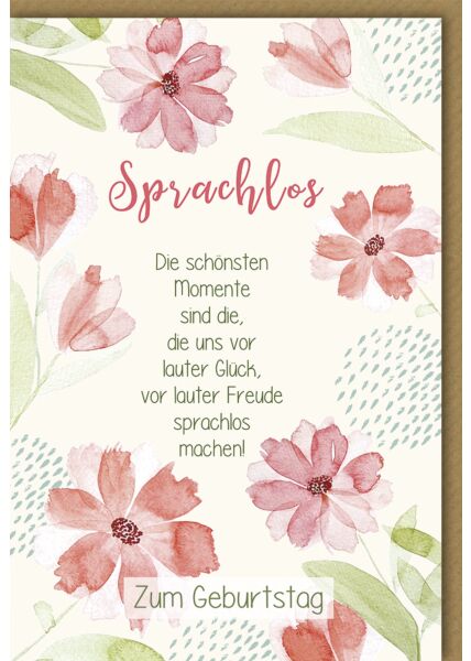 Geburtstagskarte mit Spruch Sprachlos