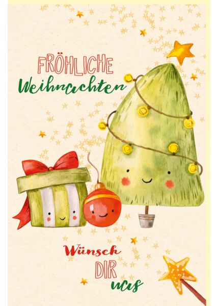 Weihnachtsgrußkarte mit Zuckerrohrpapier Wünsch dir was