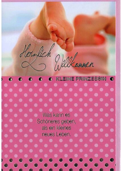 Karte Geburt Mädchen: Babyfüße auf rosa