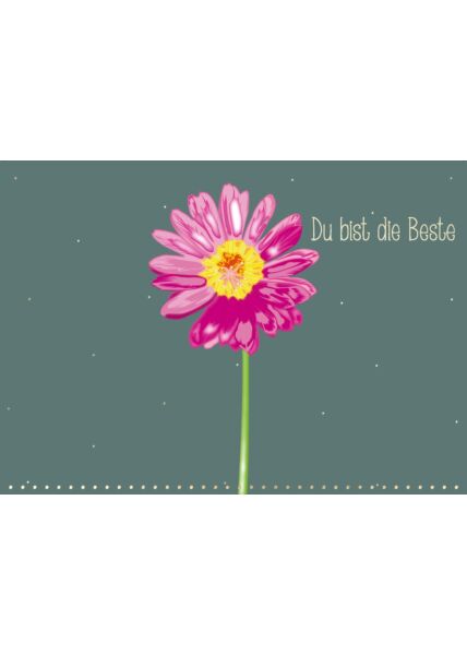 Postkarte Spruch Gerbera - Du bist die Beste