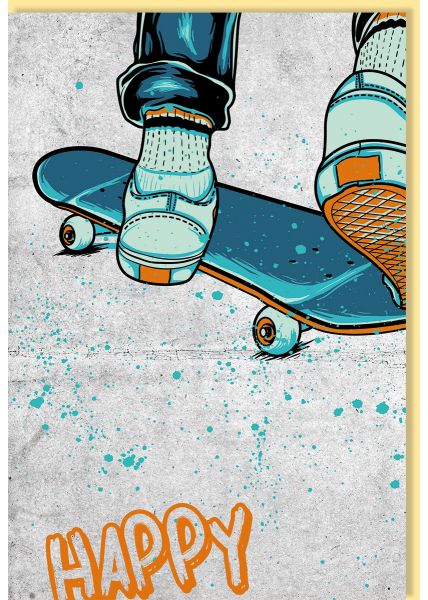 Geburtstagskarte Skateboard Jungen Happy Birthday