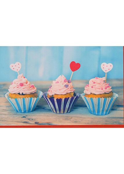 Geburtstagskarte ohne Text: drei Cupcakes