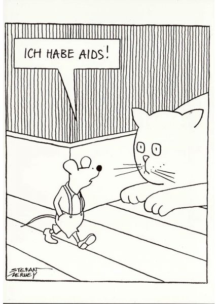 Cartoon Postkarte lustig Katze Maus
