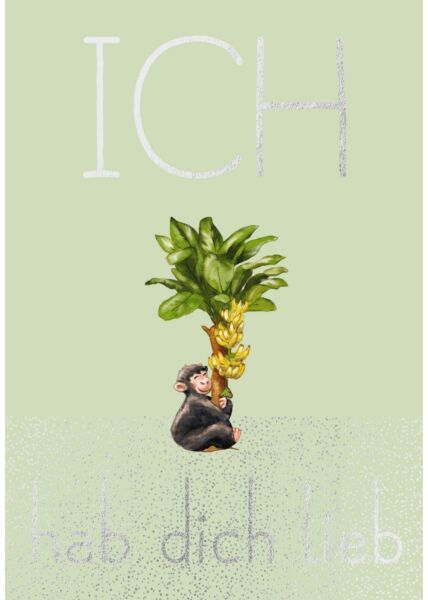 Postkarte Spruch Liebe Humor Schimpanse - Ich hab Dich lieb