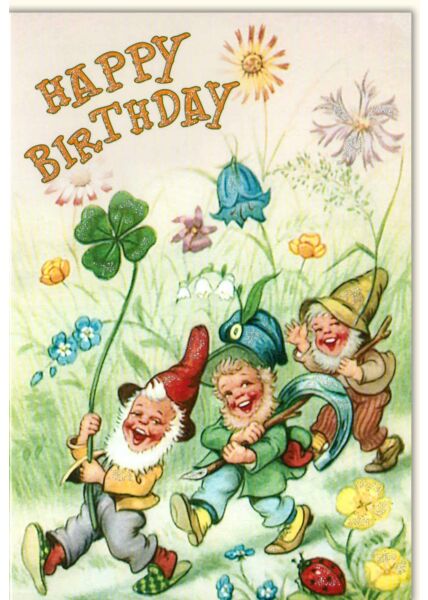 Geburtstagskarte für Kinder Happy Birthday drei Zwerge